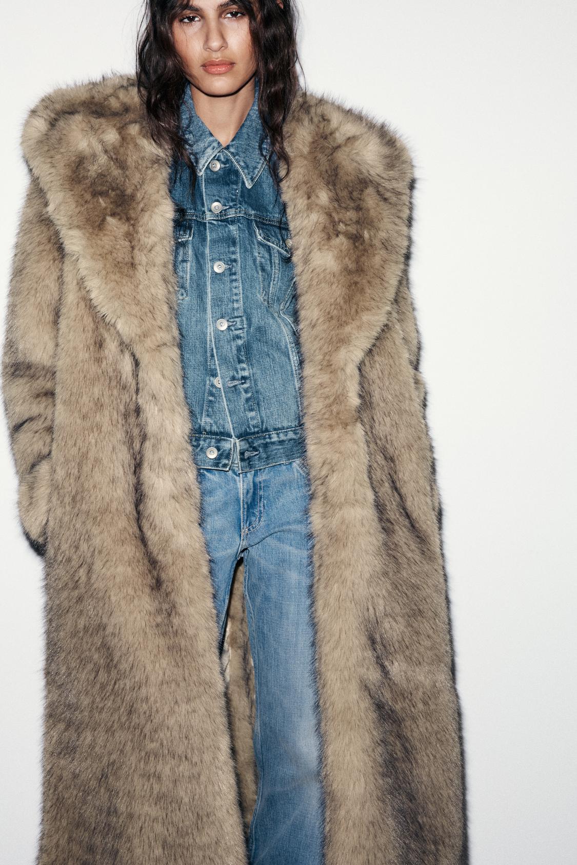 Faux fur coat with hoodie