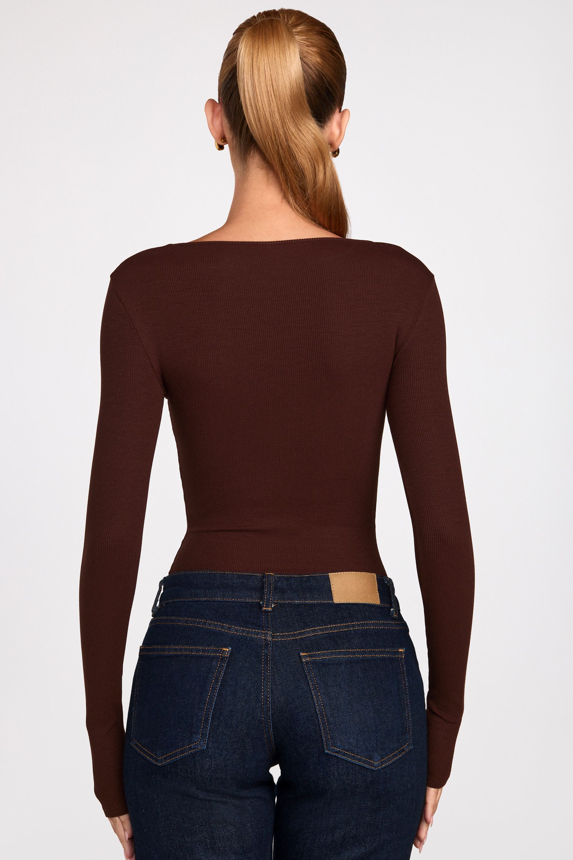 Margaret Long-Sleeve Top in Chocolate Brown