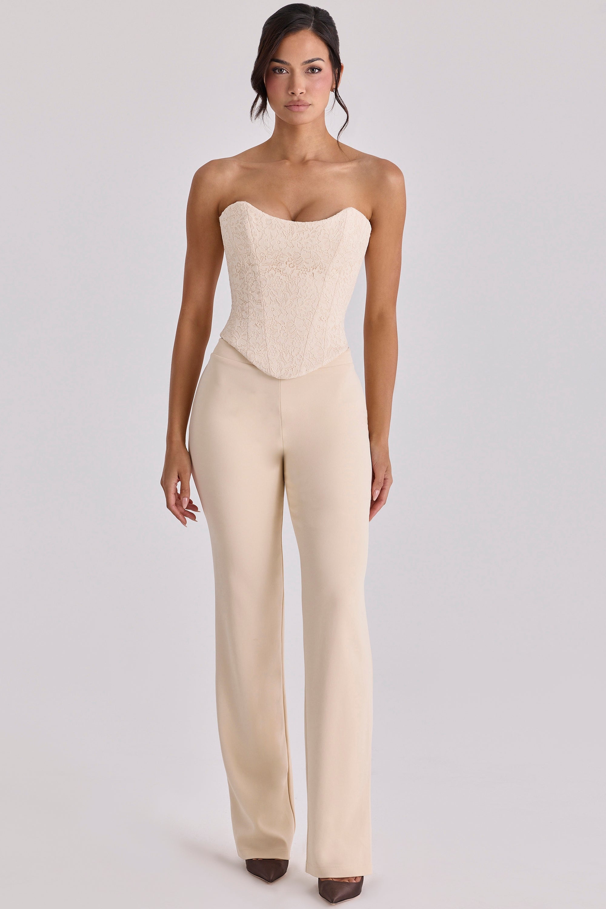 Mimi Ivory Scallop Trim Corset Top