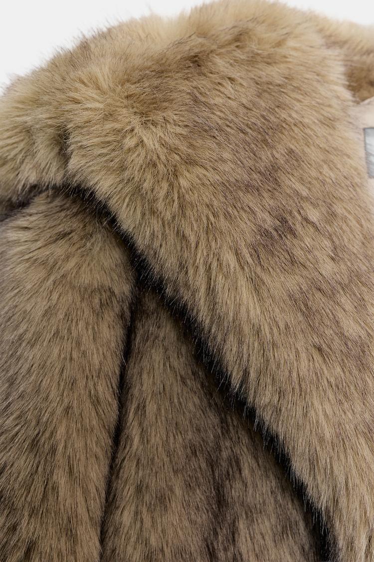 Faux fur coat with  hoodie