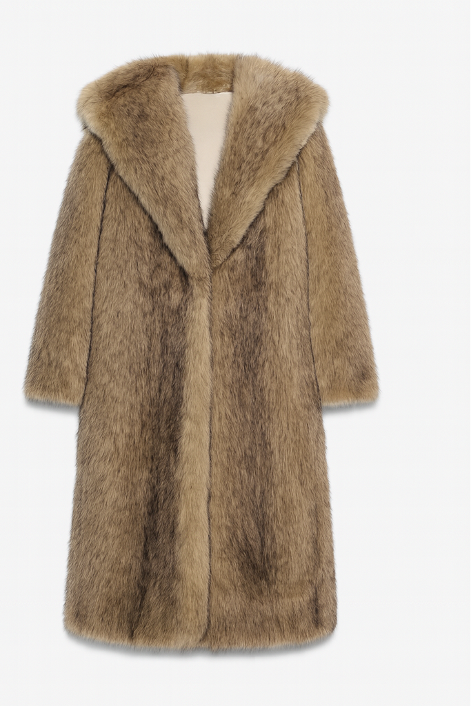 Faux fur coat with  hoodie