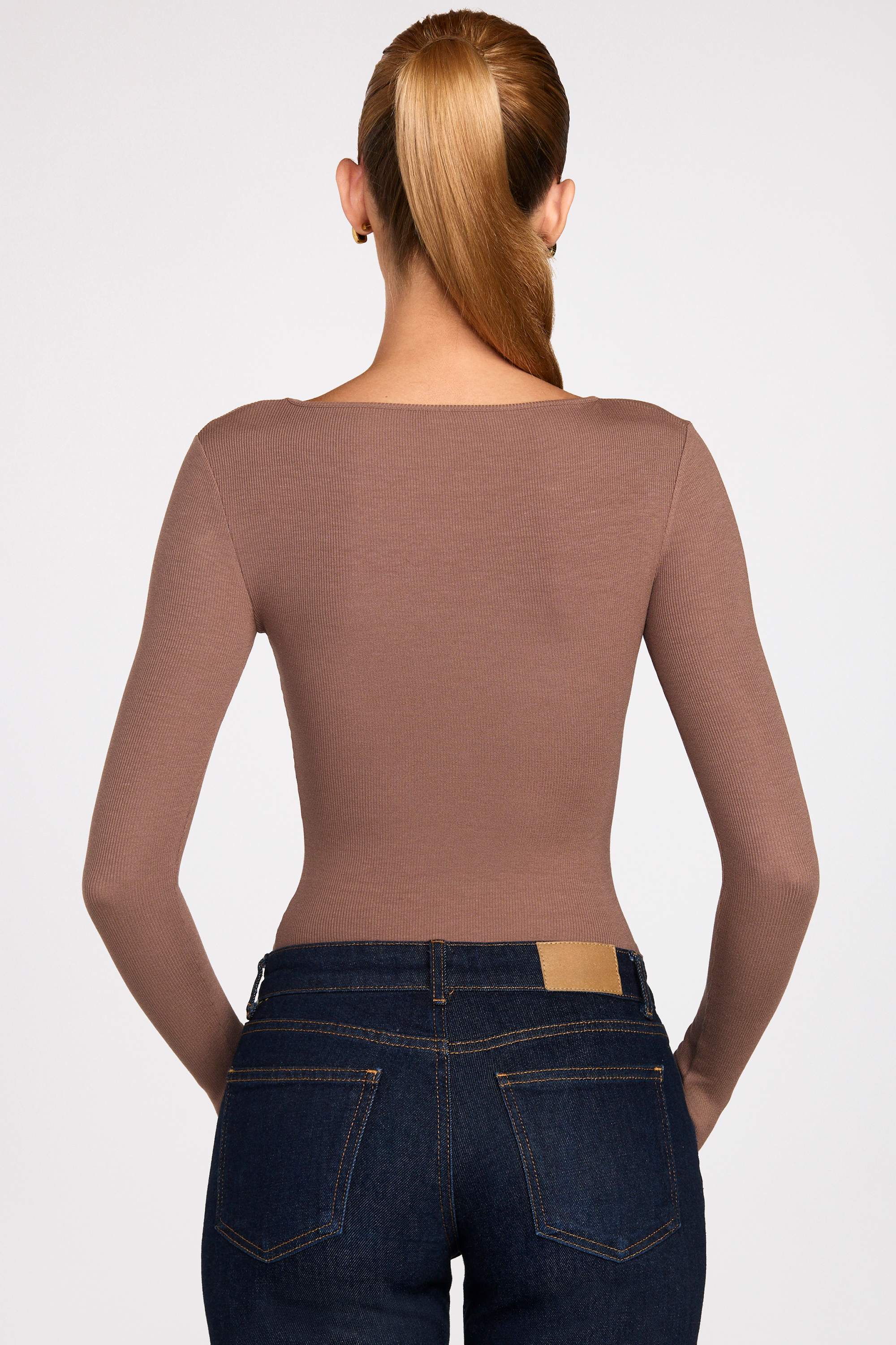 Charlotte Long-Sleeve Top in Mocha