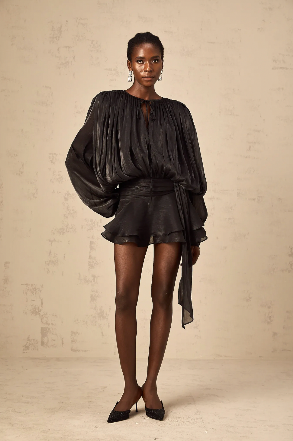 Stella Pleated Ruffled Mini Dress