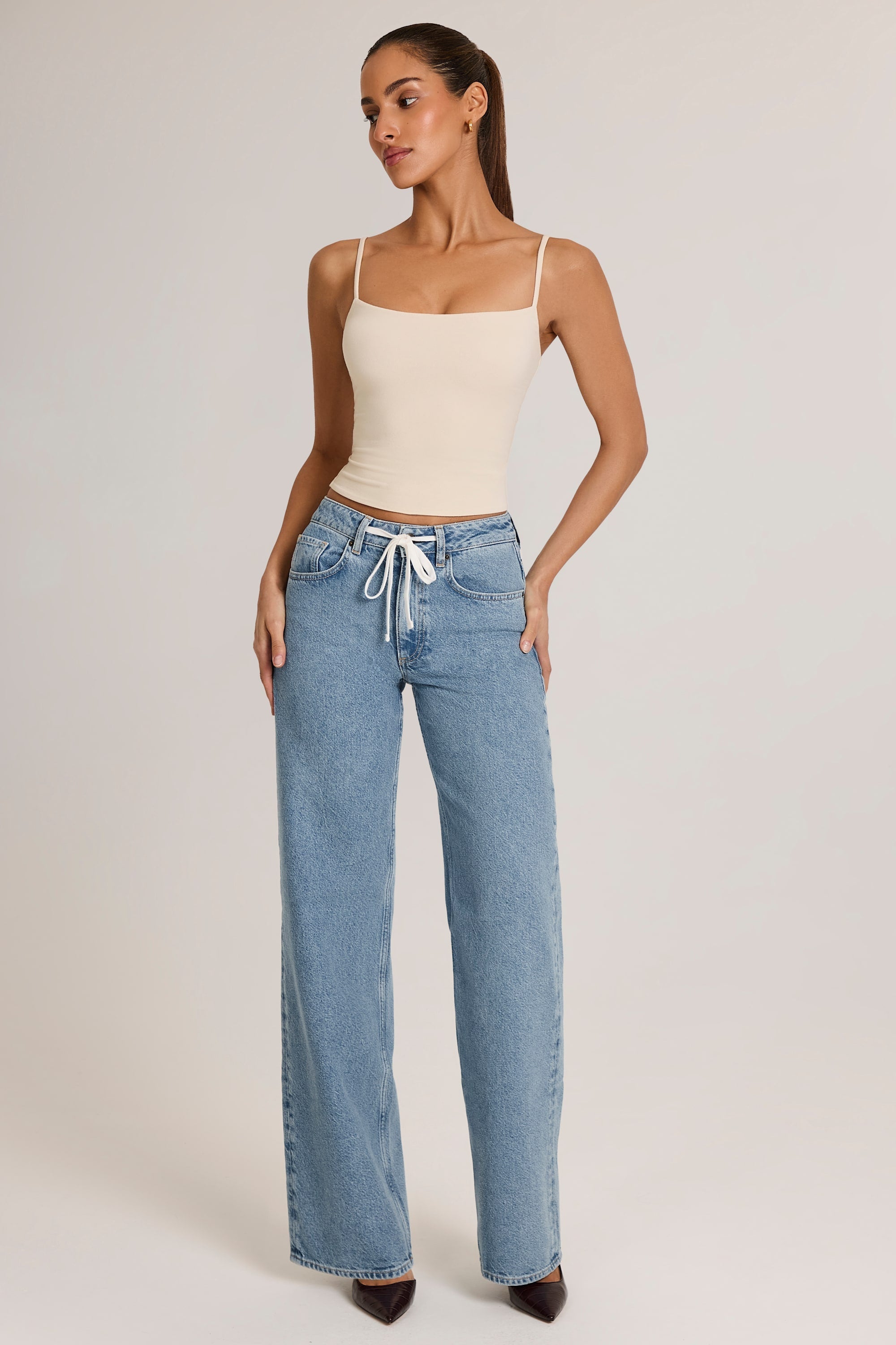 Neck Tank Top in Ivory