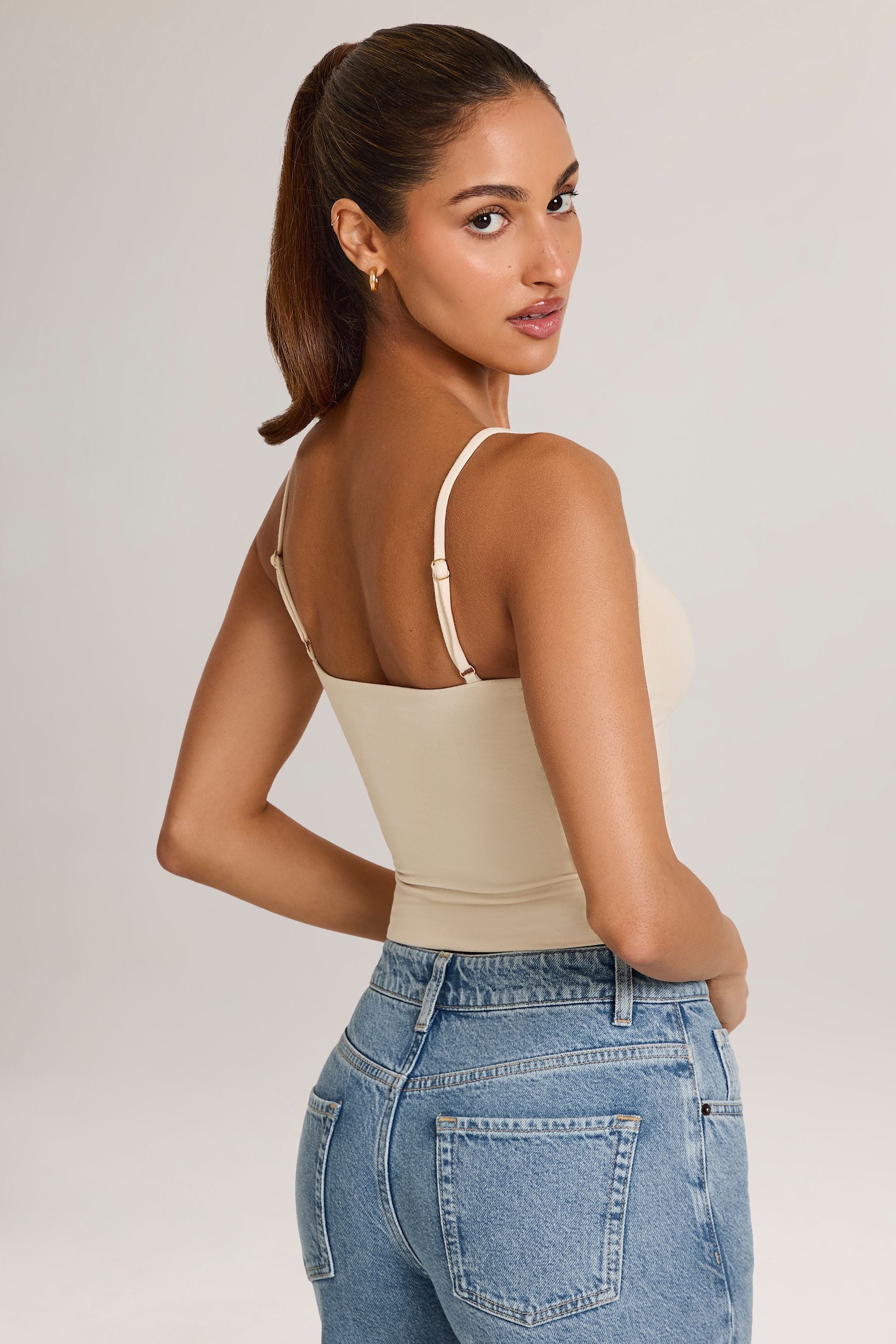 Neck Tank Top in Ivory