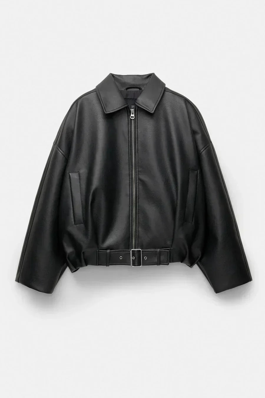 Leather effect bomber jacket