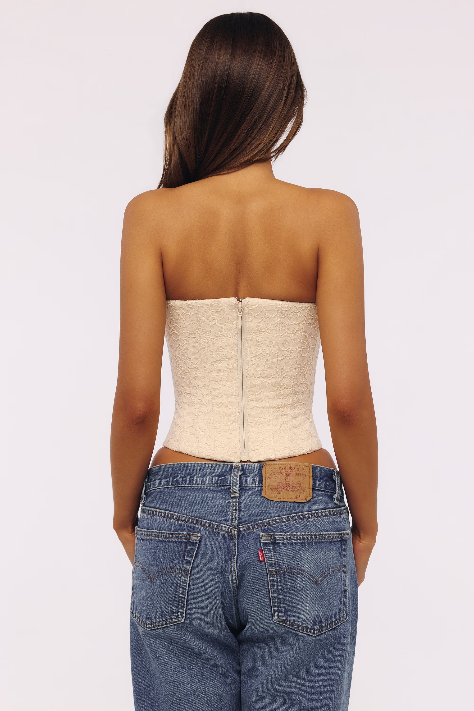 Mimi Ivory Scallop Trim Corset Top